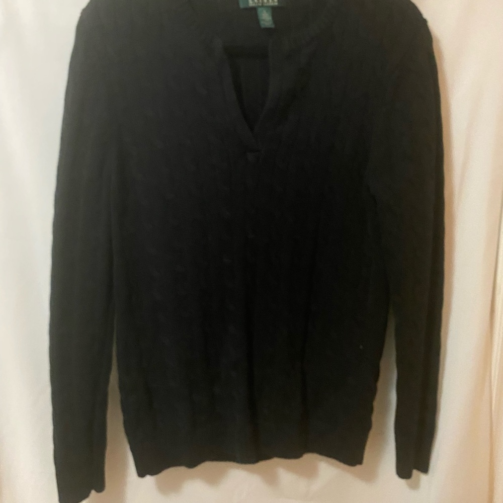 Lauren Ralph Lauren Black Textured Sweatshirt